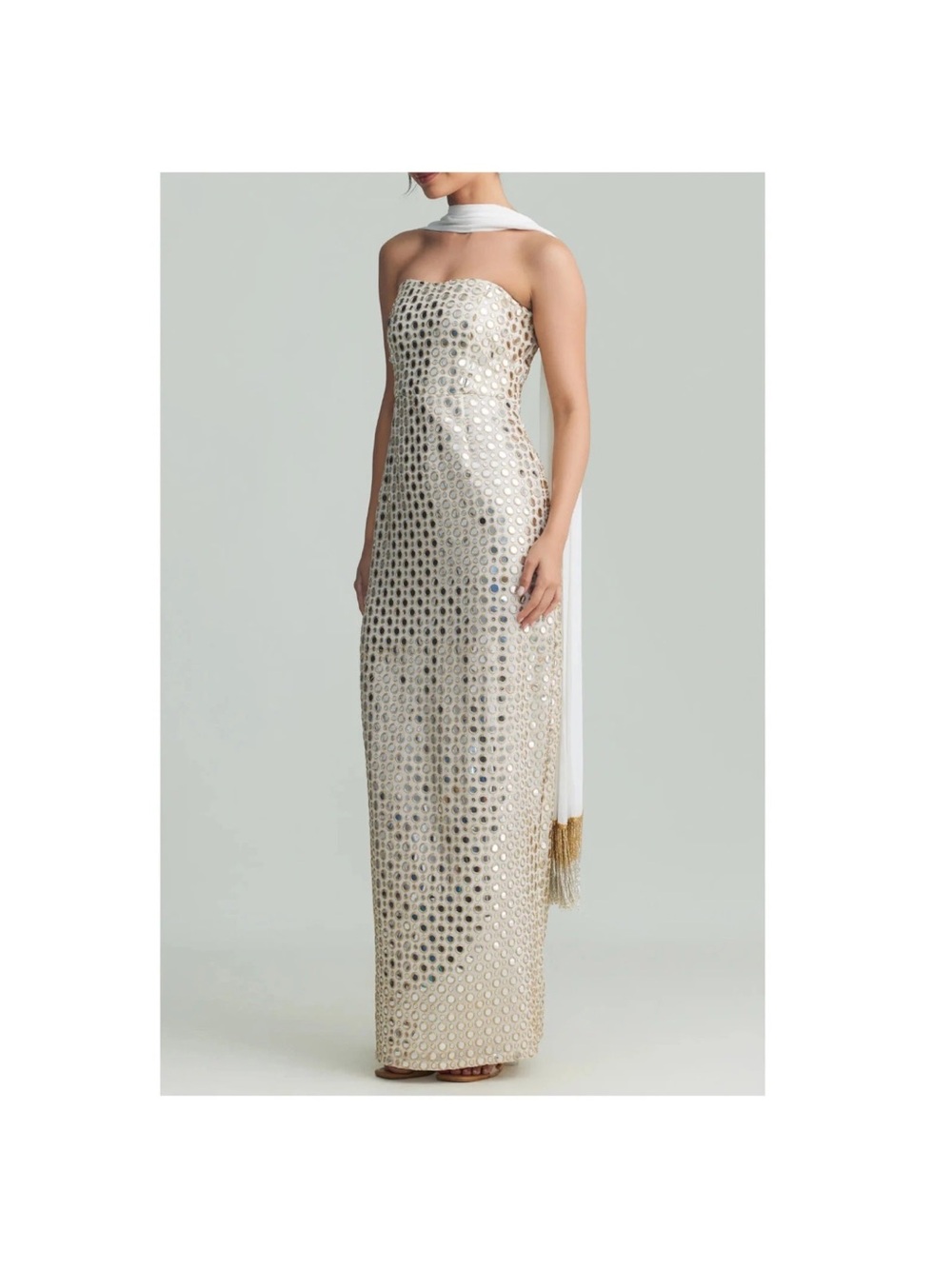 holiCHIC Julie Strapless Mirrored Column Gown Size Large NWT